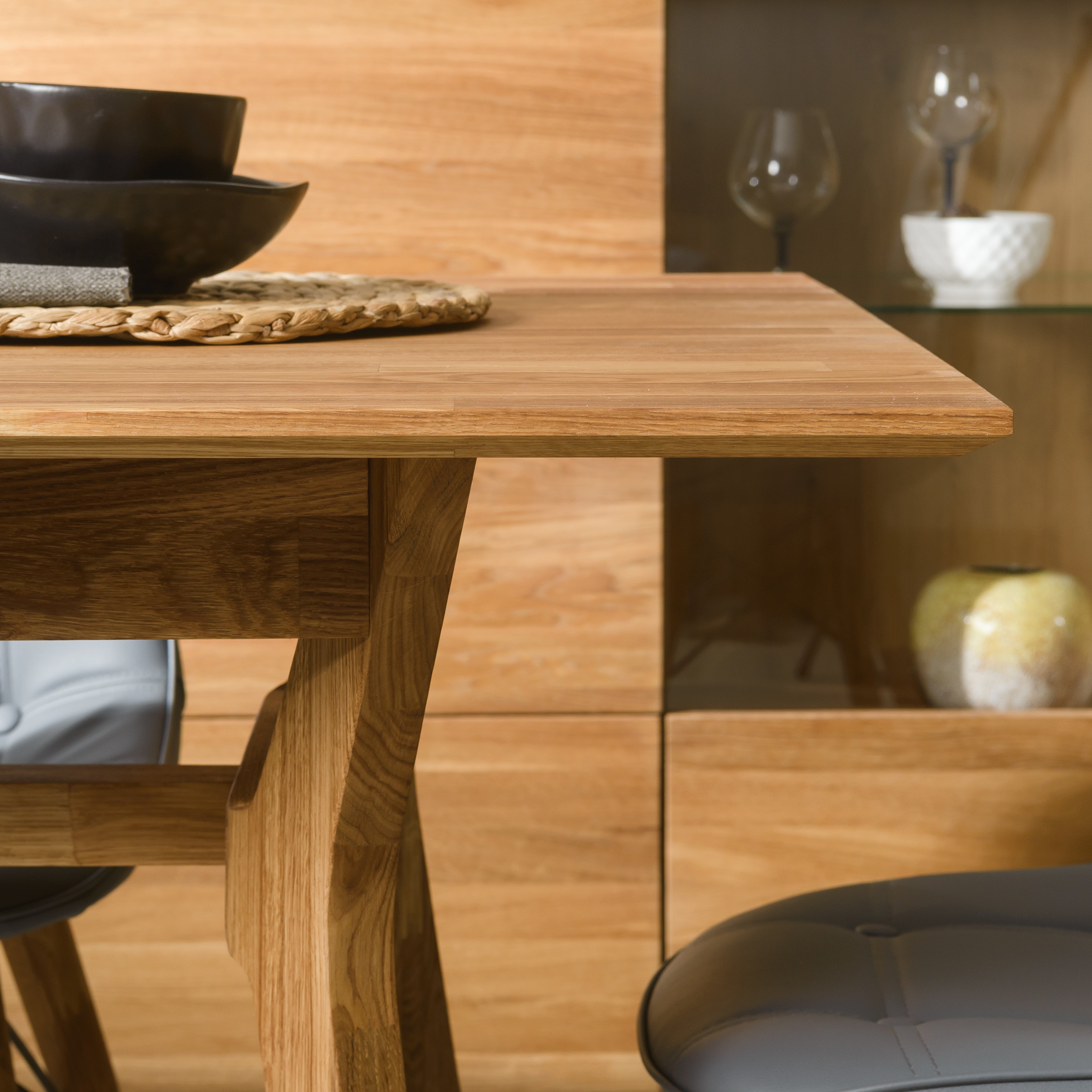 NordicStory Mesa extensible de comedor de madera maciza de roble